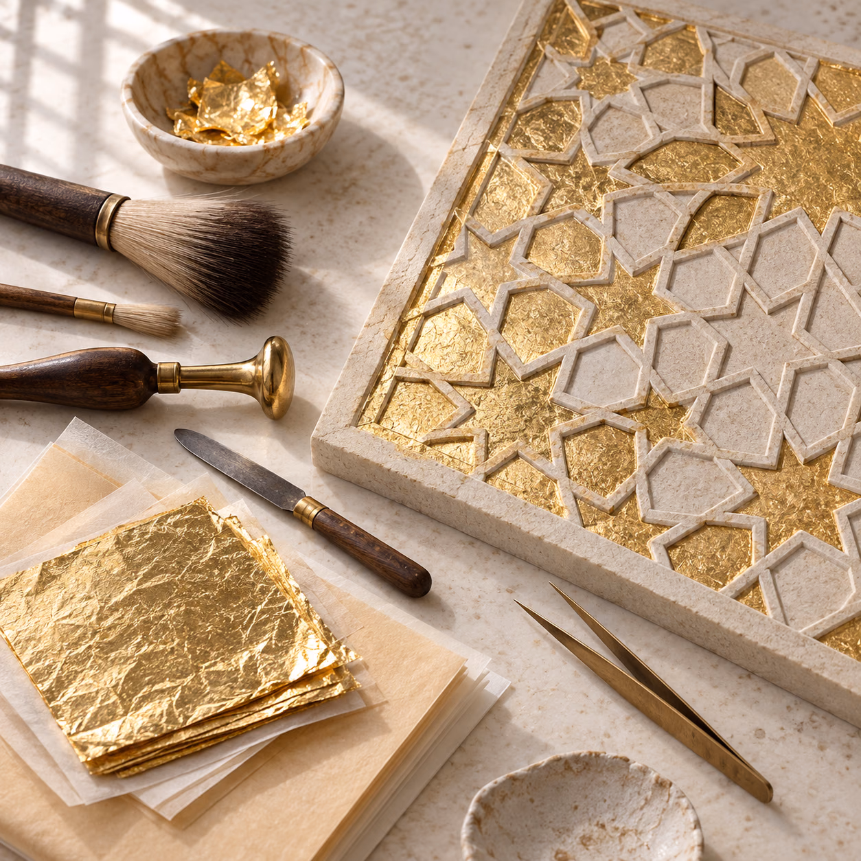 Geometric gilding work